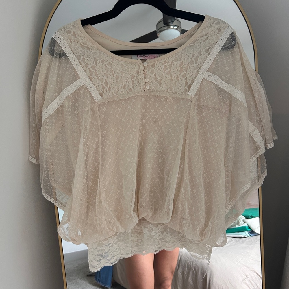 Romantic Cream Lace Blouse